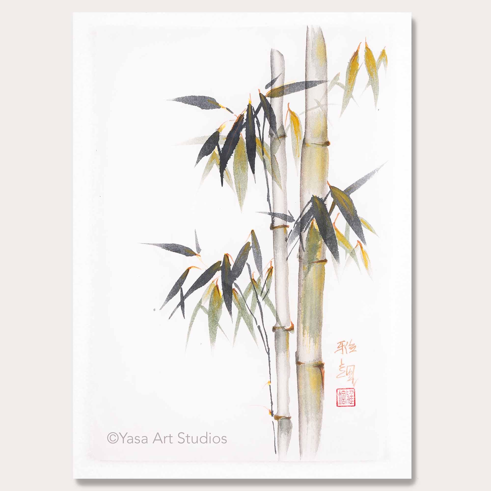Original Bamboo Painting: Ink \u0026 Watercolor Zen Wall Art - Etsy, image size:2000x2000