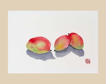 Still life with mangoes.  From 37x25 cm | 14.5x10"