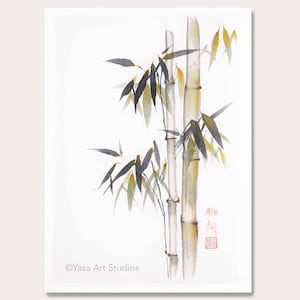 Summer bamboo - original painting - ink and watercolour on rice paper - Japan zen wall art - minimalist nature artwork
