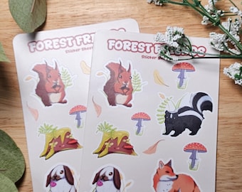 Forest Friends Sticker Sheet - Whimsical Woodland Critters Journal Sticker for Animal Lovers