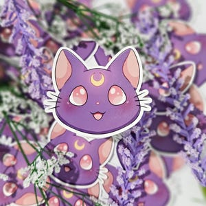 Sticker Sailor Moon Kawaii Luna | Autocollants Luna, chat kawaii, autocollants chats mignons, autocollants anime, autocollants pour ordinateur portable