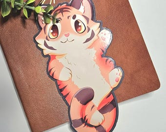 Whimsical Tiger Bookmark for Book Lovers -  Cozy Cottage Core Fantasy Reader Gift