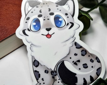 Snow Leopard Sticker - Whimsical Cottage core Journal Sticker for Animal Lovers