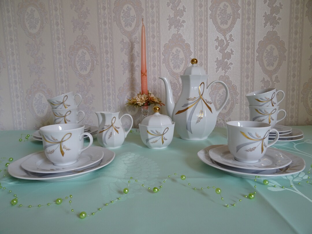 RARE Germany Vintage Porcelain Coffee Set by Wunsiedel R Bavaria ...