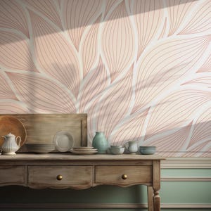 Mural Modern Blush Botanical Wallpaper for Elegant Bedroom Wall Decor ...
