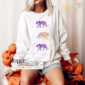 Purple and Gold Tigers, Tiger graphic tee, lsu Tigers Graphic Tee, Retro lsu tigers design, *DIGITAL DOWNLOAD*