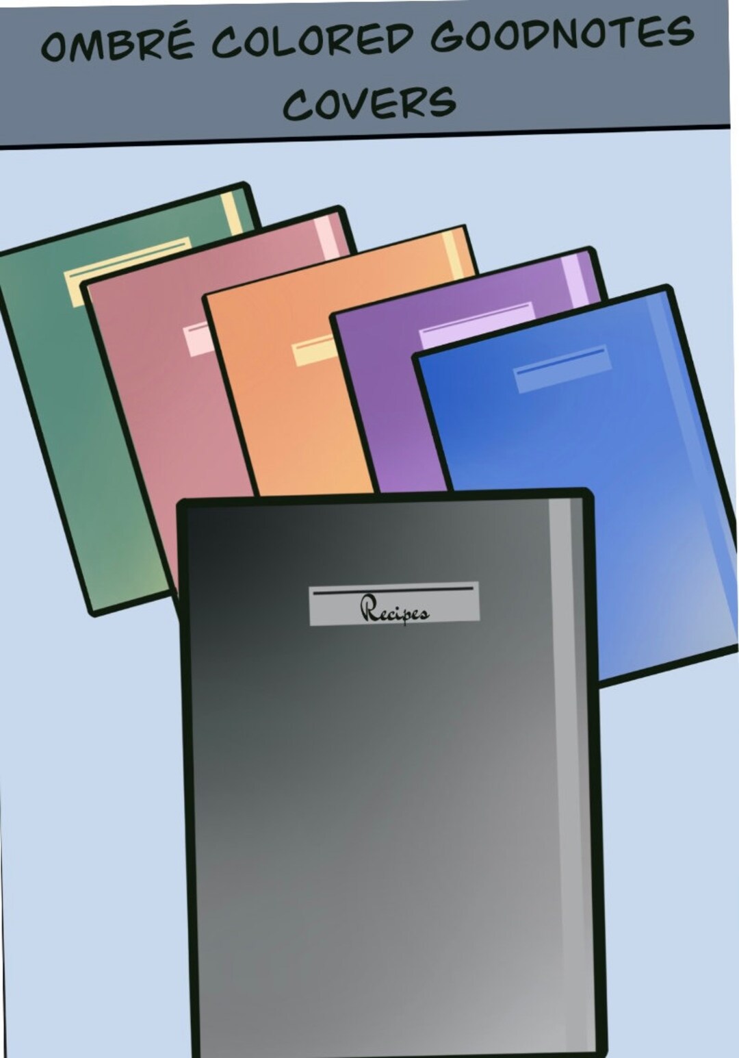 6 Colored Journal Digital Cover Goodnotes Notebility A4 Planner Digital ...