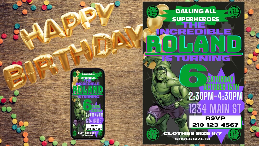 Hulk Birthday Invitation Template - Etsy