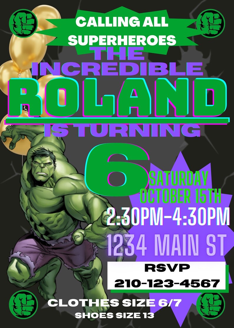 Hulk Birthday Invitation Template Etsy Hulk Birthday Invitation Template Etsy