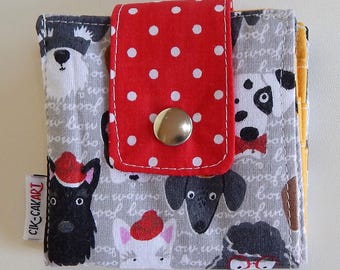 Dog Print Coin Purse: Handmade Cotton Canvas Small Zip Pouch