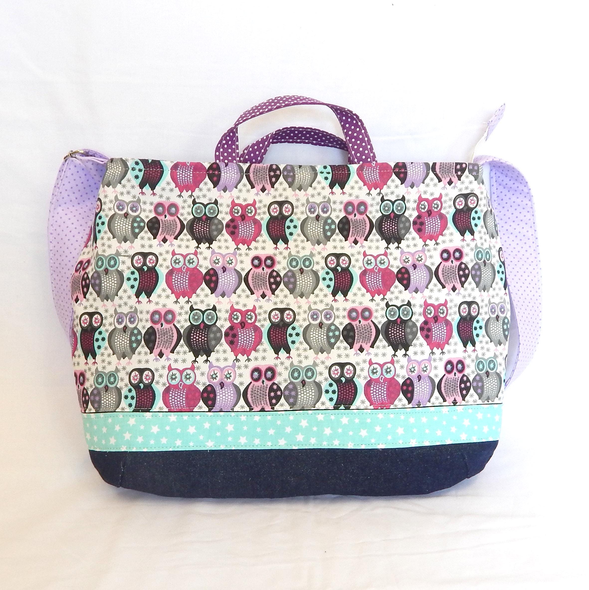 Large Owl Canvas Crossbody Bag, Animal Purses, Spring Summer Tote Bags, Owl Lover Gift