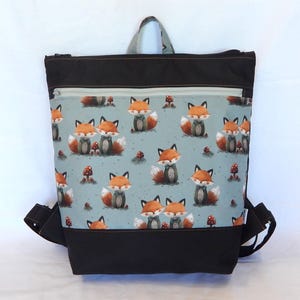 Autumn Fox Backpack – Handmade Water-Resistant Canvas Rucksack for Forest Lovers