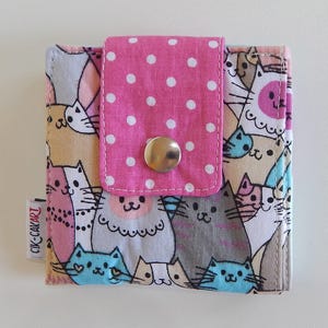 Monedero de gato, adorable cartera de gato, bolso con cremallera hecho a mano, regalo para amantes de los gatos, monedero pequeño para monedas y tarjetas