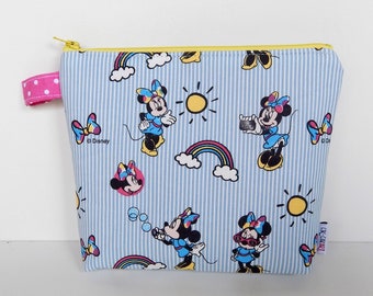 Minnie Maus Kosmetiktasche - Handgemachte Disney Tasche mit Polka Dot Futter, Retro Make-up Tasche, Nettes Geschenk für Mädchen, Kulturbeutel