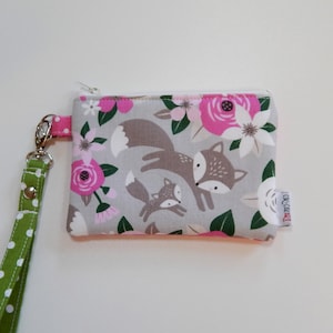 Monedero de zorro encantador - Monedero con estampado floral / Regalo hecho a mano para amantes de la naturaleza / Bolsa de algodón con temática de animales del bosque