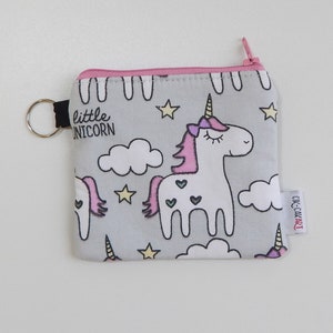 Monedero de unicornio / Pequeño y elegante bolso con cremallera / Monedero de algodón hecho a mano / Accesorio mágico para ella