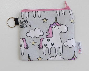 Unicorno pastello, borsa stravagante, regalo per ragazze, portamonete con cerniera