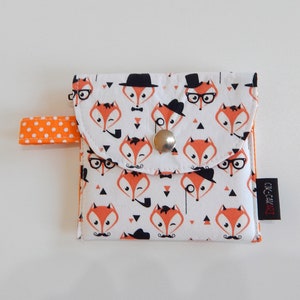 Monedero de zorro hecho a mano / Adorable cartera de lona de algodón / Idea de regalo de bosque para ella / Accesorio de llavero funcional
