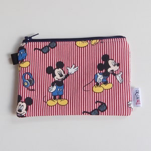 Monedero vintage de Mickey Mouse - Cartera retro Disney - Pequeño monedero con cremallera para monedas y tarjetas - Bolso de lona con estampado de Mickey Mouse