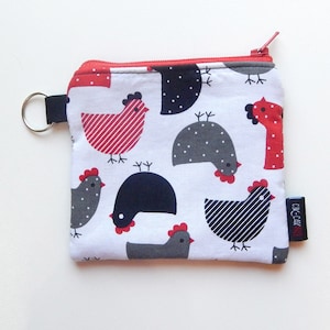 Porta-moedas de galinhas coloridas, bolsa divertida para amantes de pássaros, bolsa com zíper para galinhas, acessórios fofos para presente de galinhas, porta-moedas de galinha caprichosa com zíper