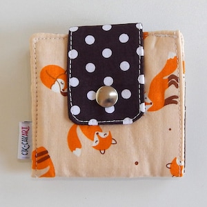 Monedero de zorro / Cartera de algodón hecha a mano / Regalo de bosque para ella / Bolsa funcional con cremallera / Adorable accesorio de zorro