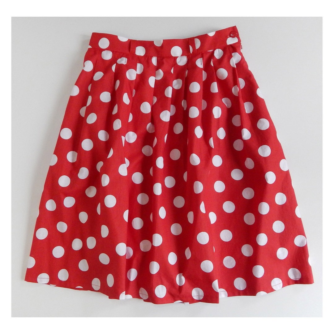 Skirt, Red, Pleated Skirt, Handmade Gift, Unique Style, Red Skirt, Christmas Gift, Polka Dot