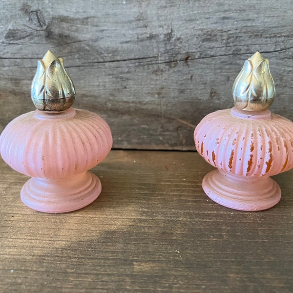 Set of 2 Vintage Pink Glass Elusive 2.25” Perfume Bottles
