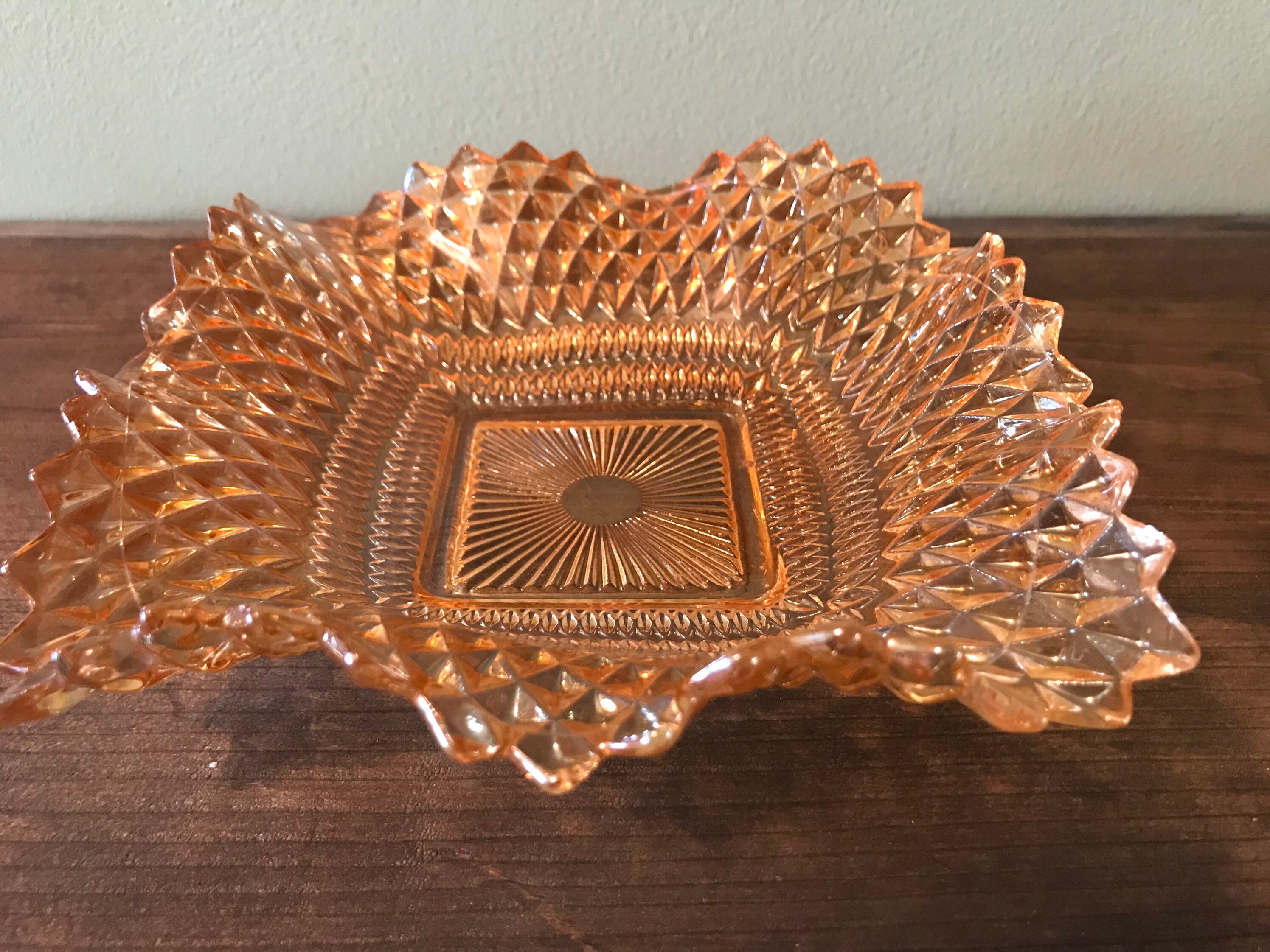 Vintage Orange Depression Glass Candy Dish Etsy