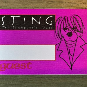 STING 1993 Summoner&#39;s Tales Backstage Pass Guest Police