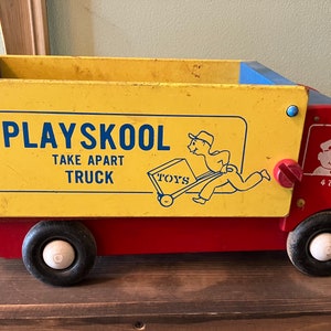Vintage Wooden Playskool Take Apart Dump Truck Toy