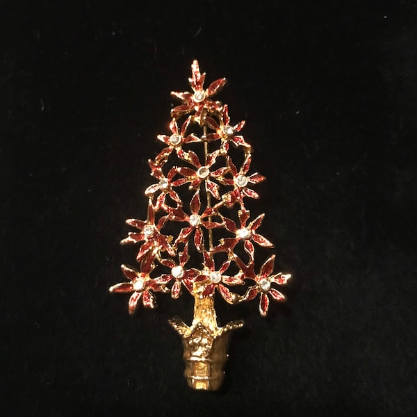 Vintage Poinsettia Tree Brooch