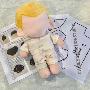 Cute Anime Plush Easy Pattern 14 inches Includes patterns for clothes and 3 different kinds of hair