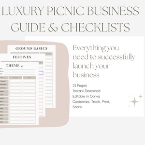Luxury Picnic Business Guide/Planner/Inventory Lists