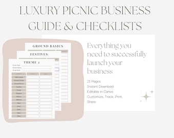 Luxury Picnic Business Guide/Planner/Inventory Lists