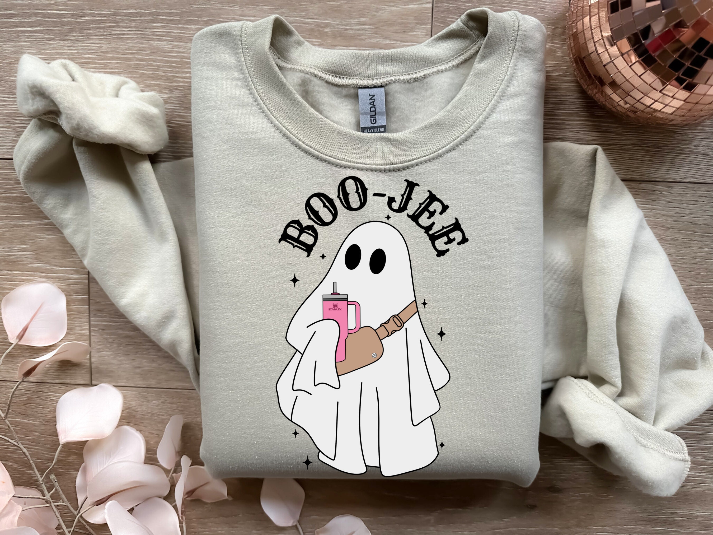 Boojee Ghost Sweatshirt Stanley Tumbler and Lulu Belt Bag 