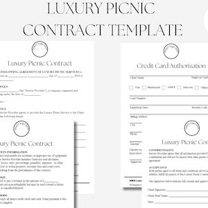 Luxury Picnic Contract Template Pack, w/ Invoice Template!