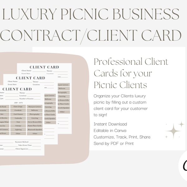 Luxury Picnic Contract / Client Cards