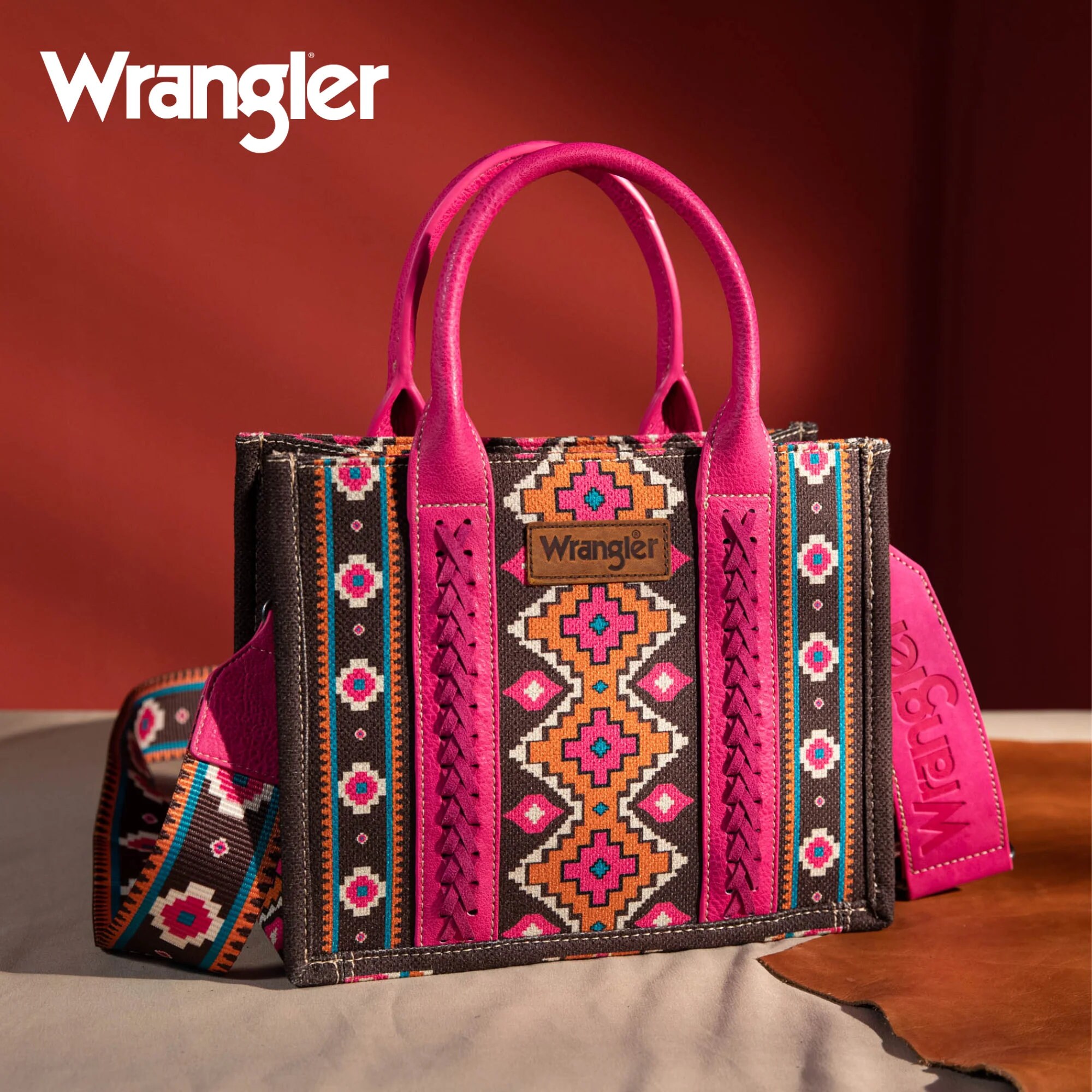 Wrangler Southwestern Print Small Canvas Tote/crossbody Hot Pink Etsy