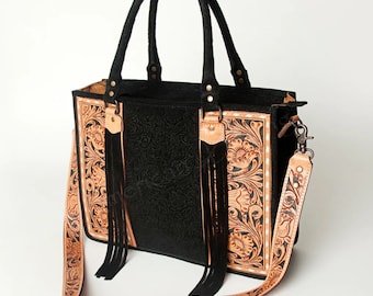 Handcrafted American Darling Tooled Leather Concealed Carry Crossbody Purse