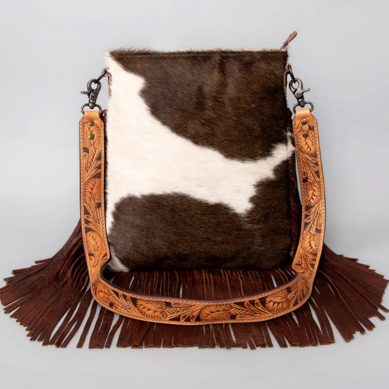 Callie Women's Cowhide Checkered Fringed Purse main image 0