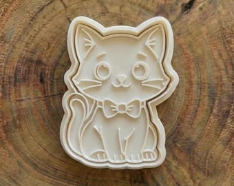 Digital STL file download for Cat with Bowtie cookie cutter