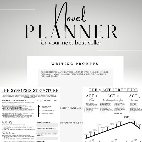Novel Planner | Neurodivergent Friendly | Book Outline | Author Tools | Digital Print Book Planner For Writers