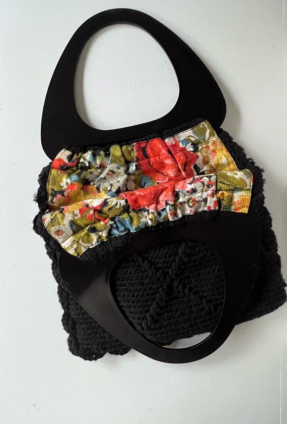 Vintage Black and Floral Reversible Handbag - Luci