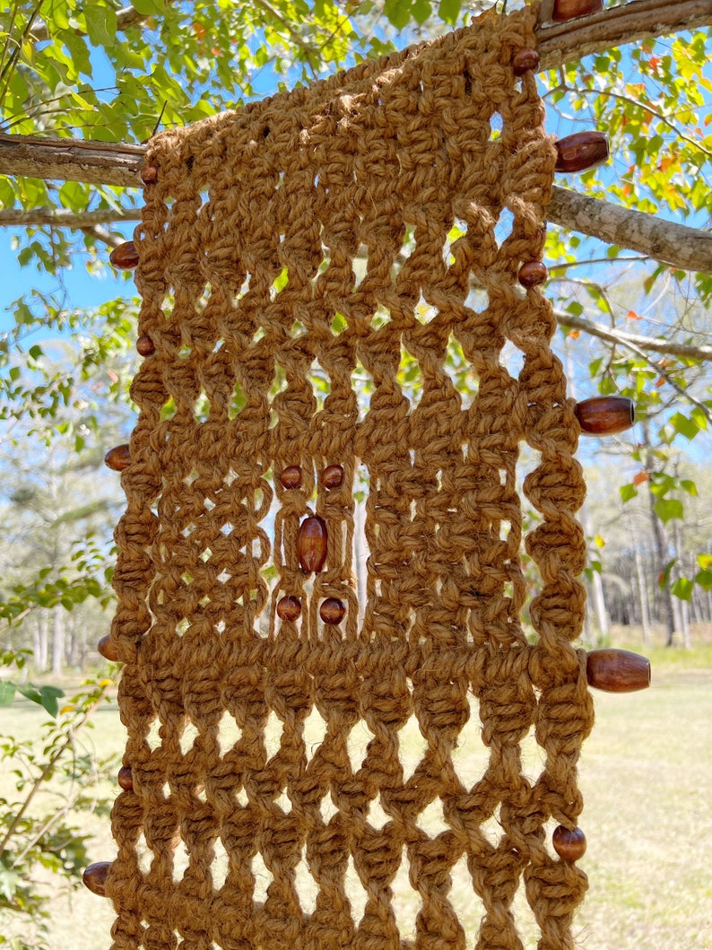 Vintage Midcentury Jute Macrame Wall Hanging Etsy