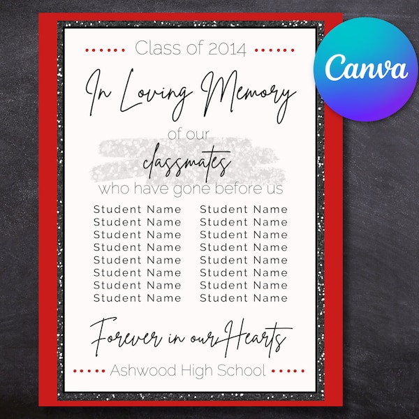 Class Reunion Name Tag Template Etsy