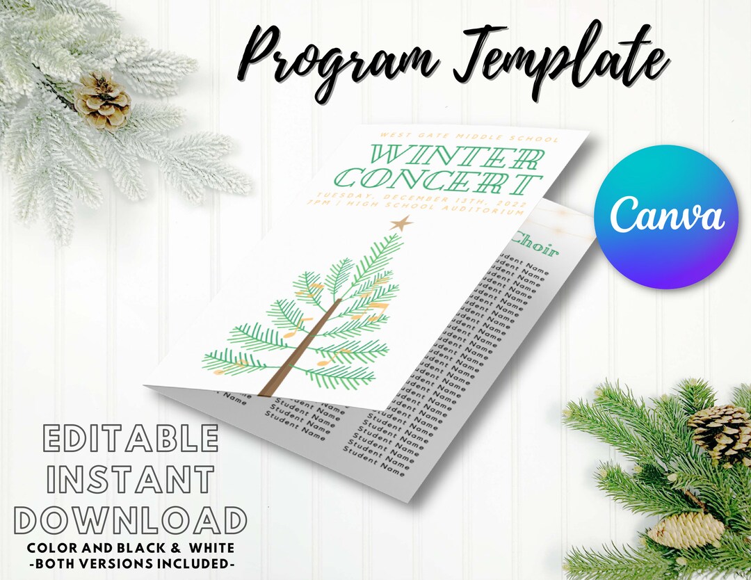EDITABLE Concert Program Template | Instant Printable Download | Music ...