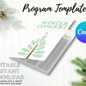 EDITABLE Concert Program Template | Instant Printable Download | Music, Band, Choir/Chorus, Orchestra | Green Tree