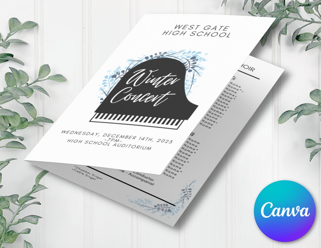 EDITABLE Concert Program Template | Instant Printable Download | Music ...
