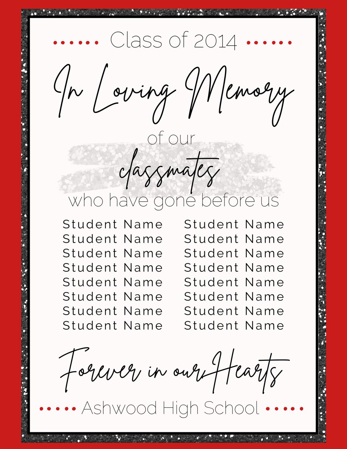 EDITABLE Class Reunion Memorial Template | Instant Printable Download | College, High School ...