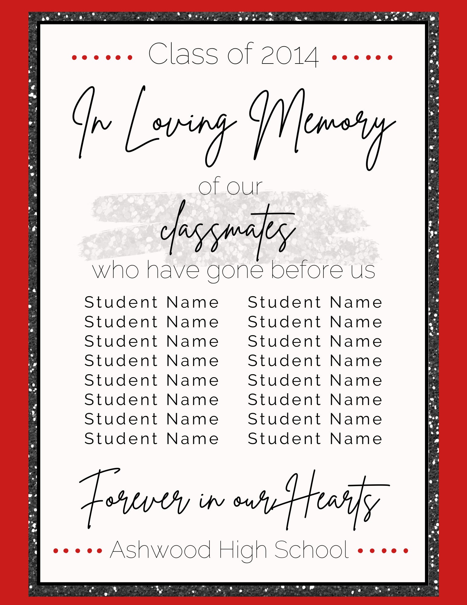 EDITABLE Class Reunion Memorial Template | Instant Printable Download | College, High School ...